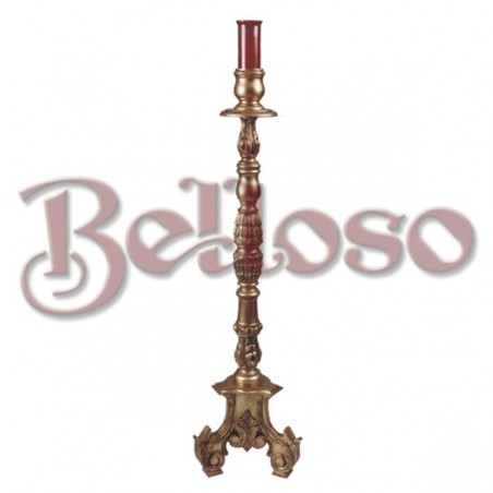 CANDELERO PIE 230 MADERA DORADA SIN VASO