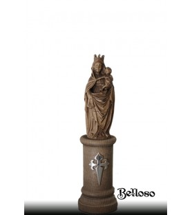 Virgen del Pilar de madera con columna .