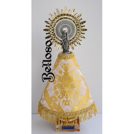 VIRGEN DEL PILAR CON MANTO BROCADO PIÑAS