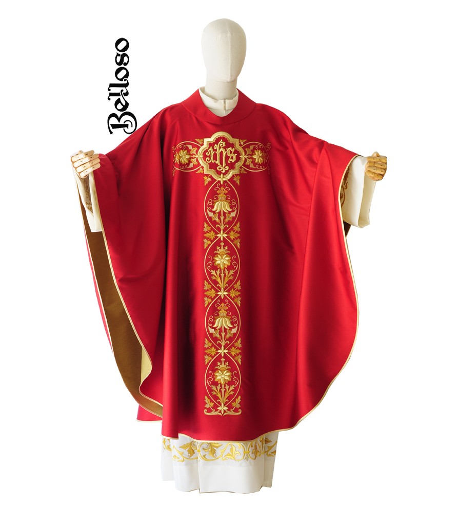 Casulla para sacerdote  de seda natural y lana.