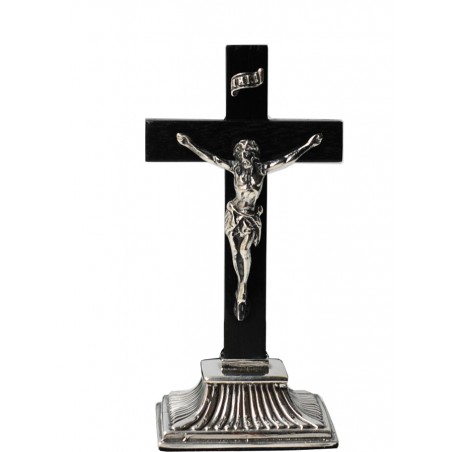 Cruz sobremesa plata y ébano   -Regalos Religiosos-  BELLOSO