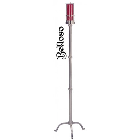 LAMPARA PIE 28 METAL PLATEADO CON VASO