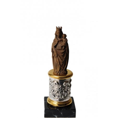Virgen del Pilar en plata de ley y talla de madera.