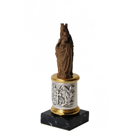 Virgen del Pilar en plata de ley y talla de madera.