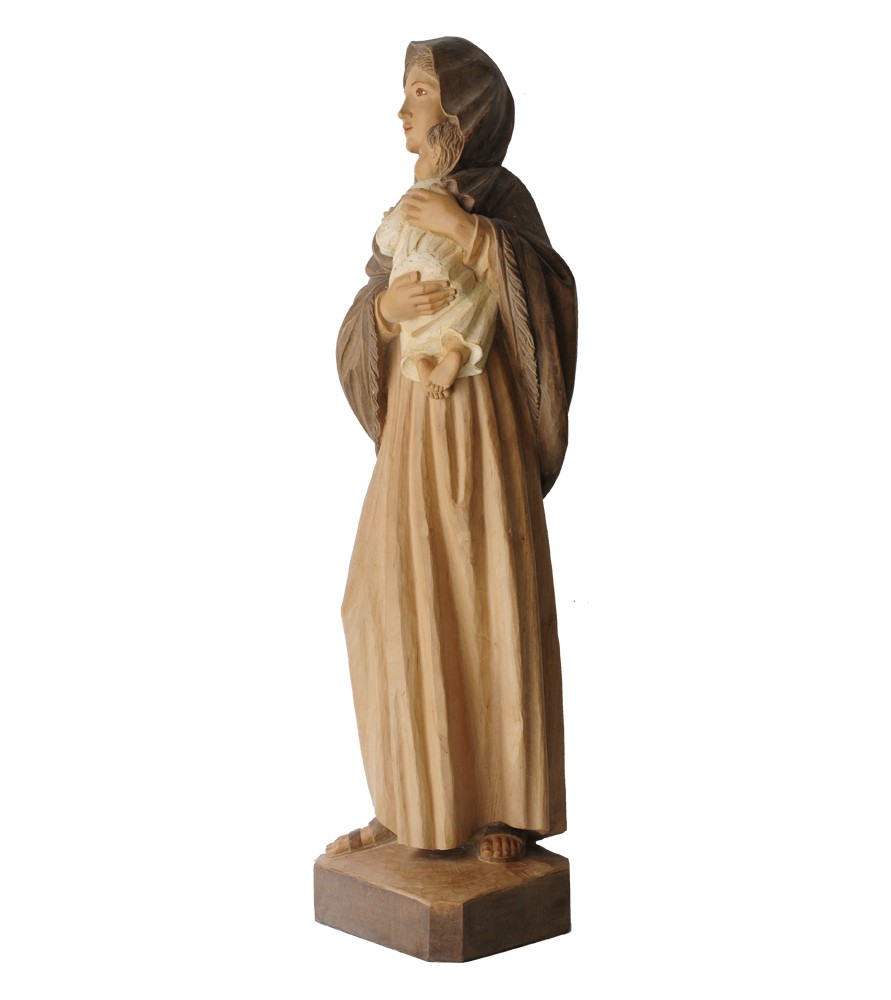 Imagen de la Virgen con niño en madera.