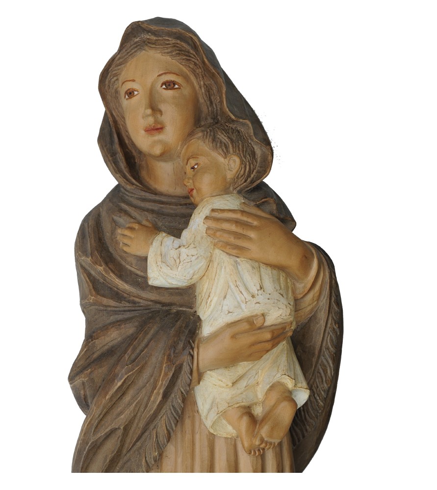 Imagen de la Virgen con niño en madera.