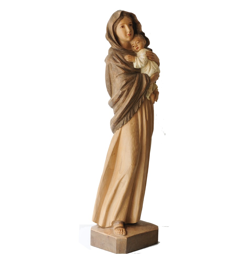 Imagen de la Virgen con niño en madera.